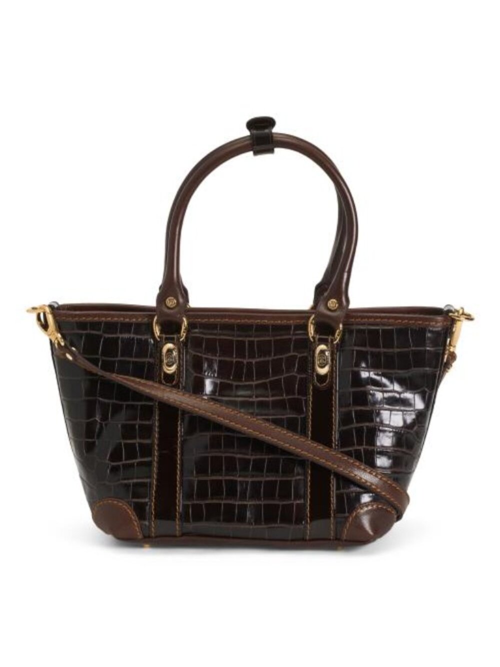MARINO ORLANDI Made In Italy Patent Leather Crocodile Satchel